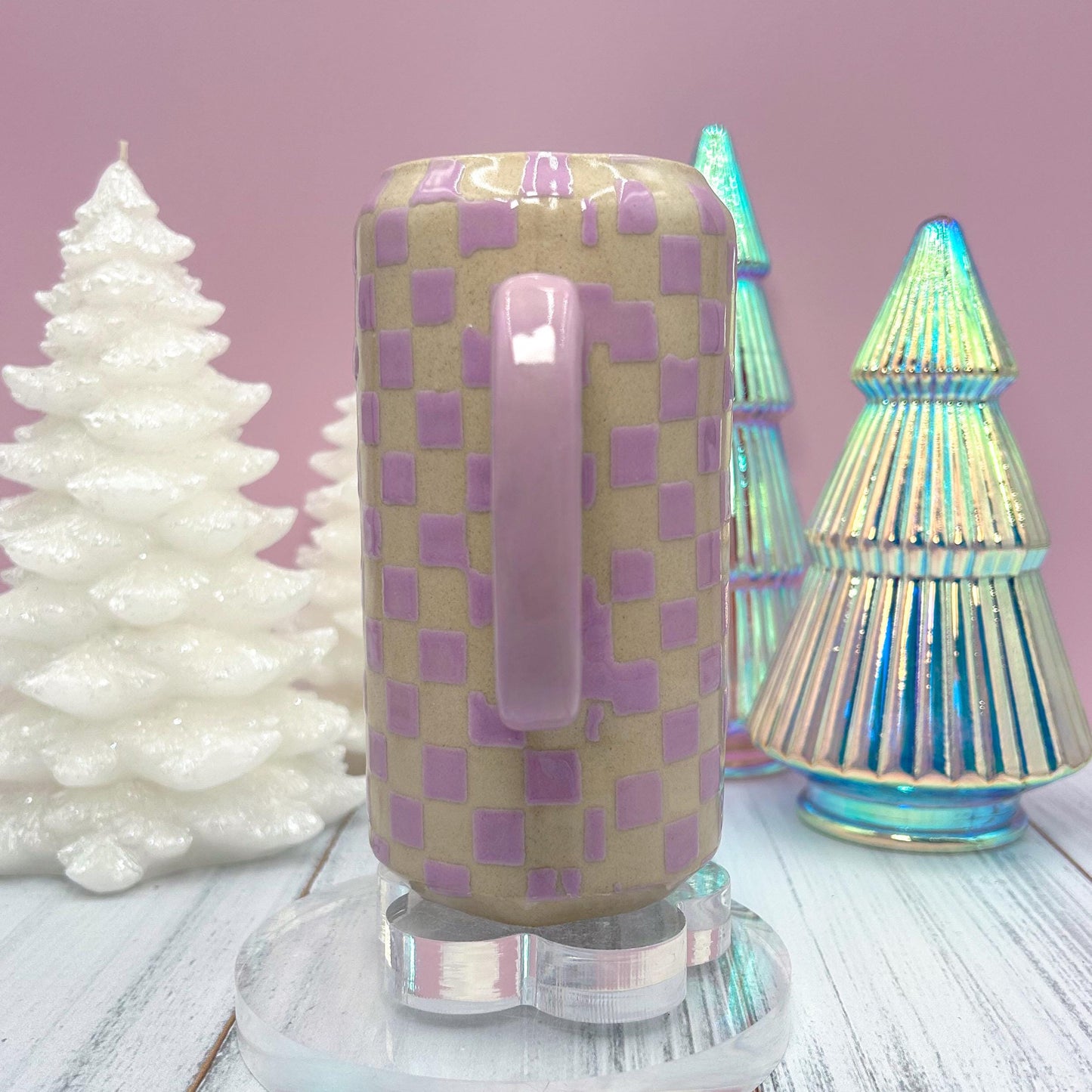 Purple Retro Checkered Tumbler