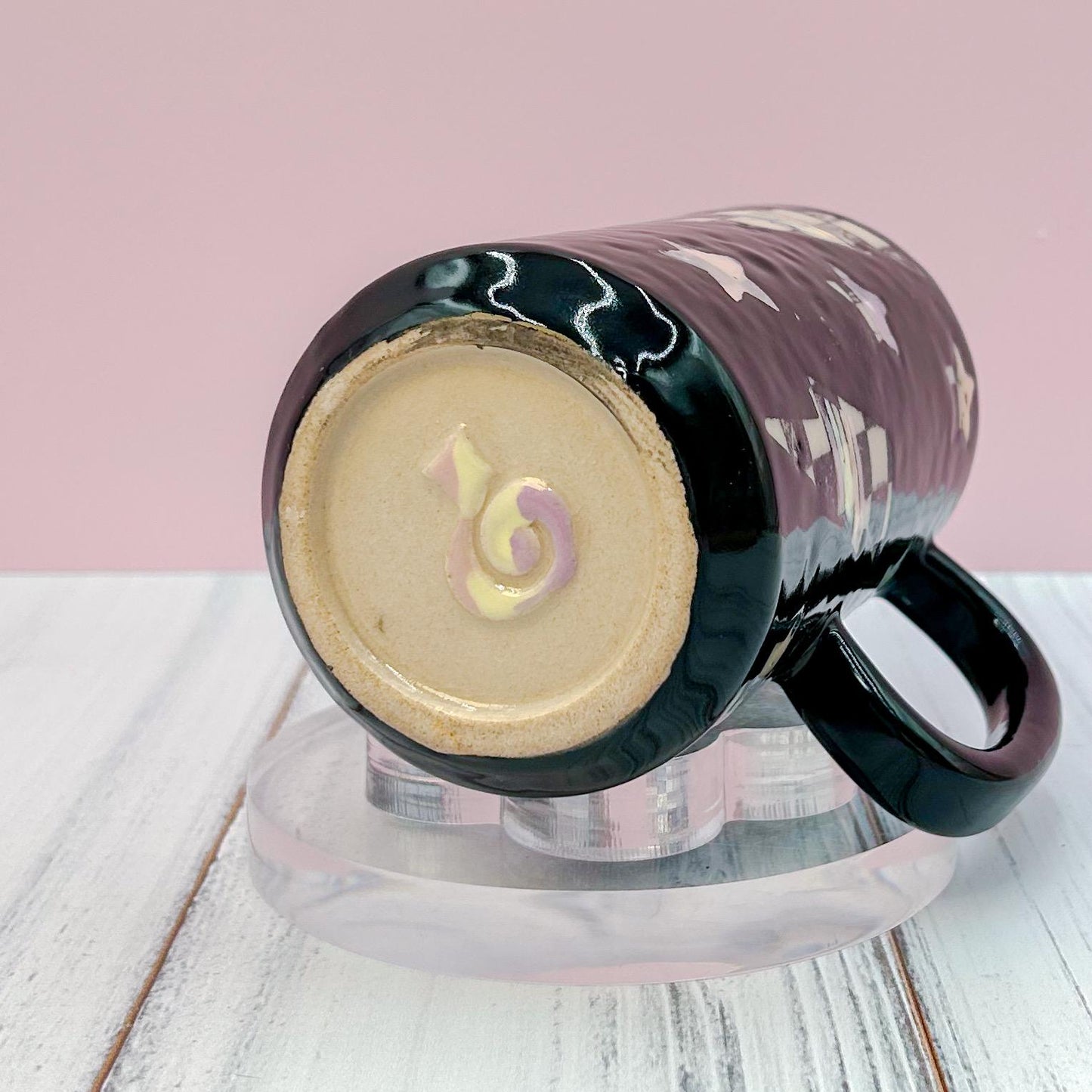 Black Lightning Bolt Rainbow Tumbler Ceramic Mug, Rainbow Beer Can Glass Tumbler, Rainbow Gift For Her, Handmade Ceramic Mug, Lightning Bolt