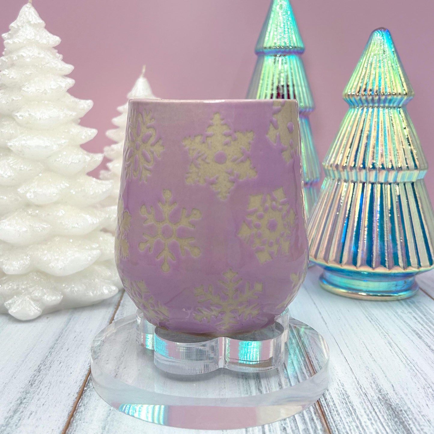 Purple Snowflake 16 Ounce Ceramic Mug
