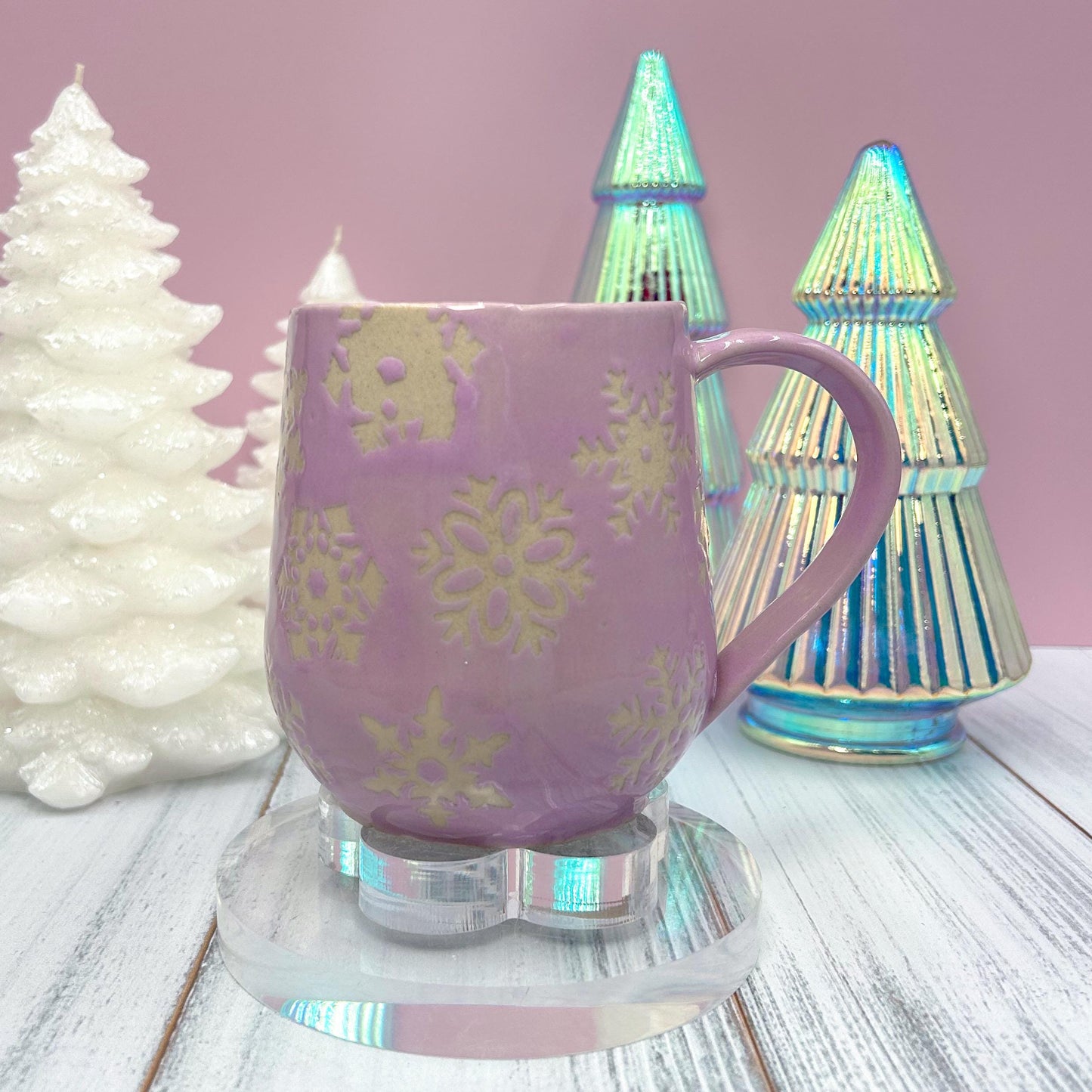 Purple Snowflake 16 Ounce Ceramic Mug