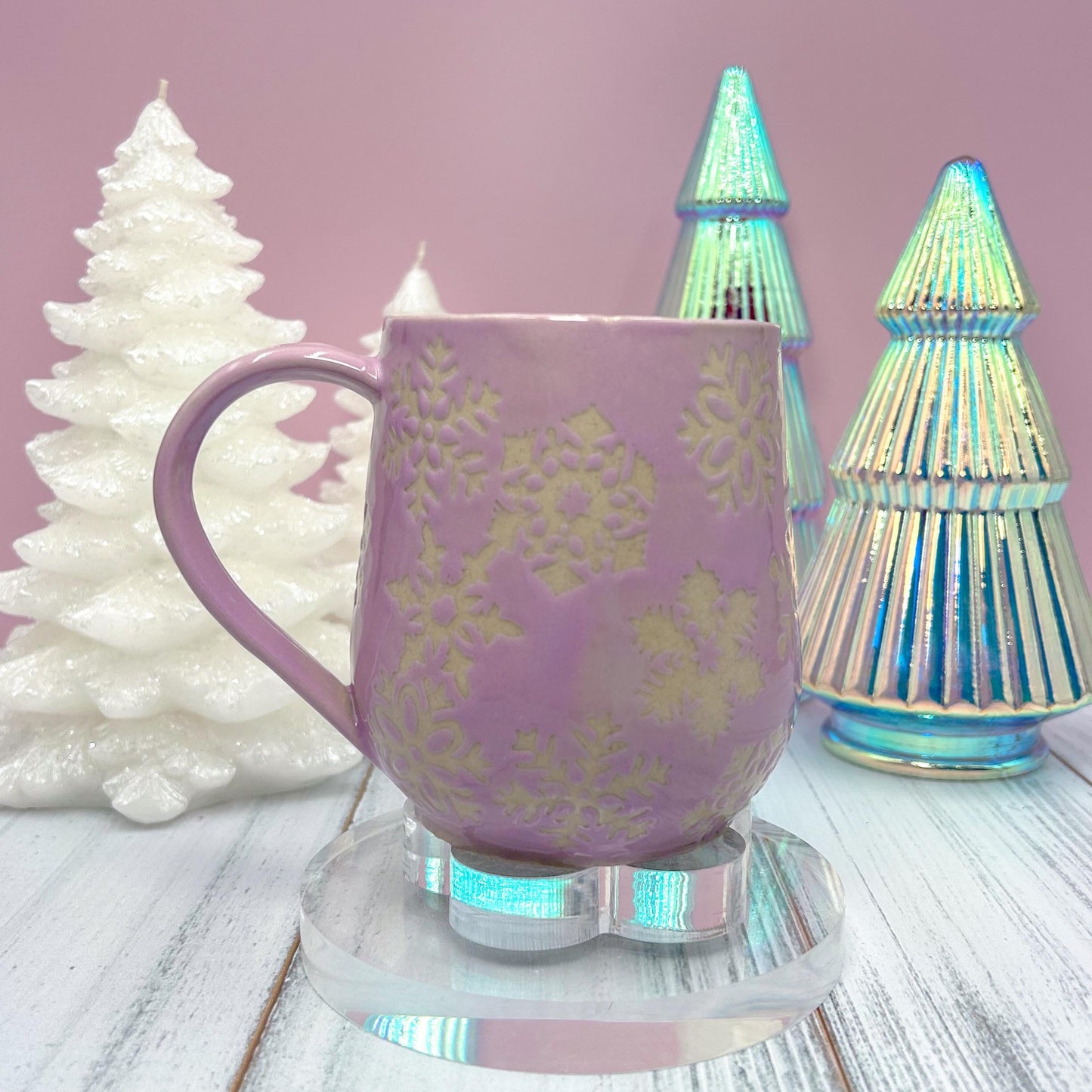 Purple Snowflake 16 Ounce Ceramic Mug