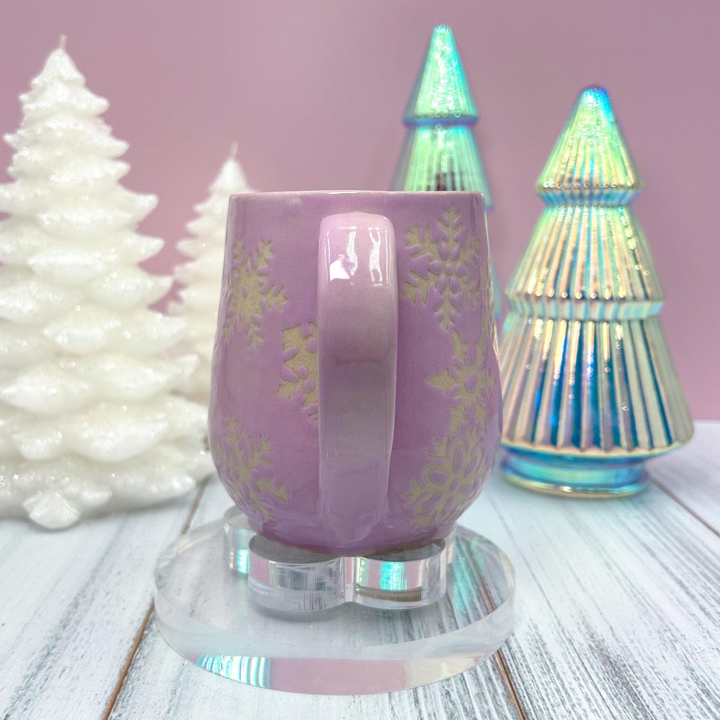 Purple Snowflake 16 Ounce Ceramic Mug