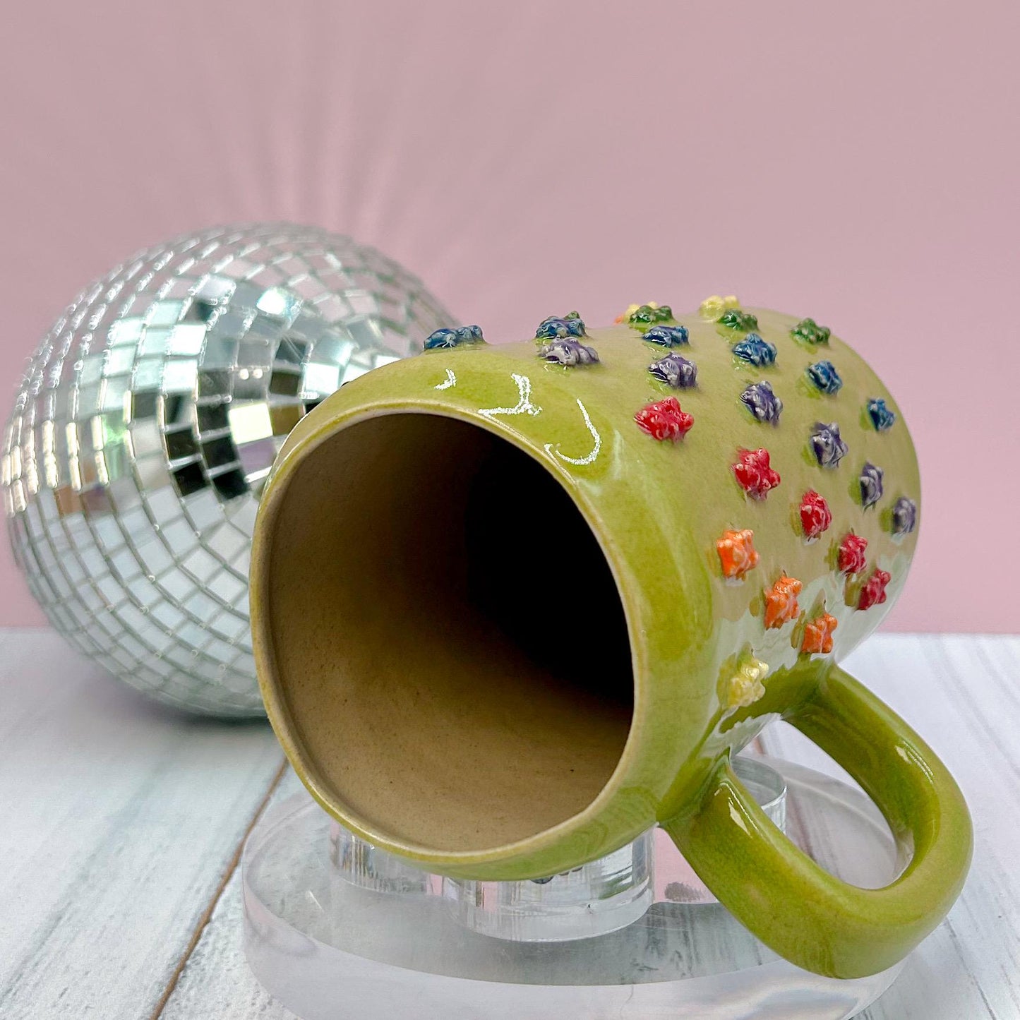 Lime Green Gummy Bear Tumbler Ceramic Mug, Ceramic Coffee Mug Handmade, Gummy Bear Lovers, Gummy Bear Mug For Mom, Gummy Bear cup, Gift mom