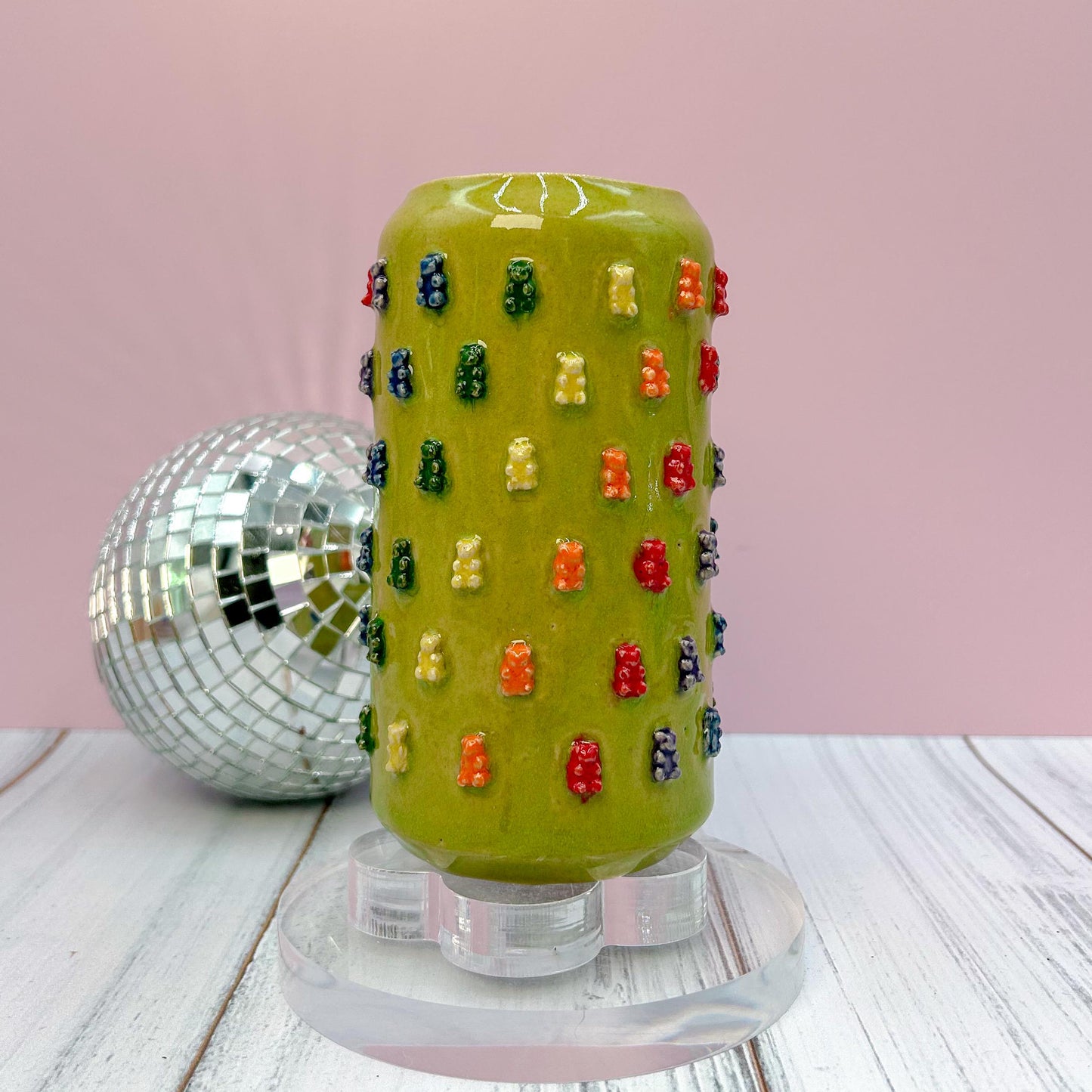 Lime Green Gummy Bear Tumbler Ceramic Mug, Ceramic Coffee Mug Handmade, Gummy Bear Lovers, Gummy Bear Mug For Mom, Gummy Bear cup, Gift mom