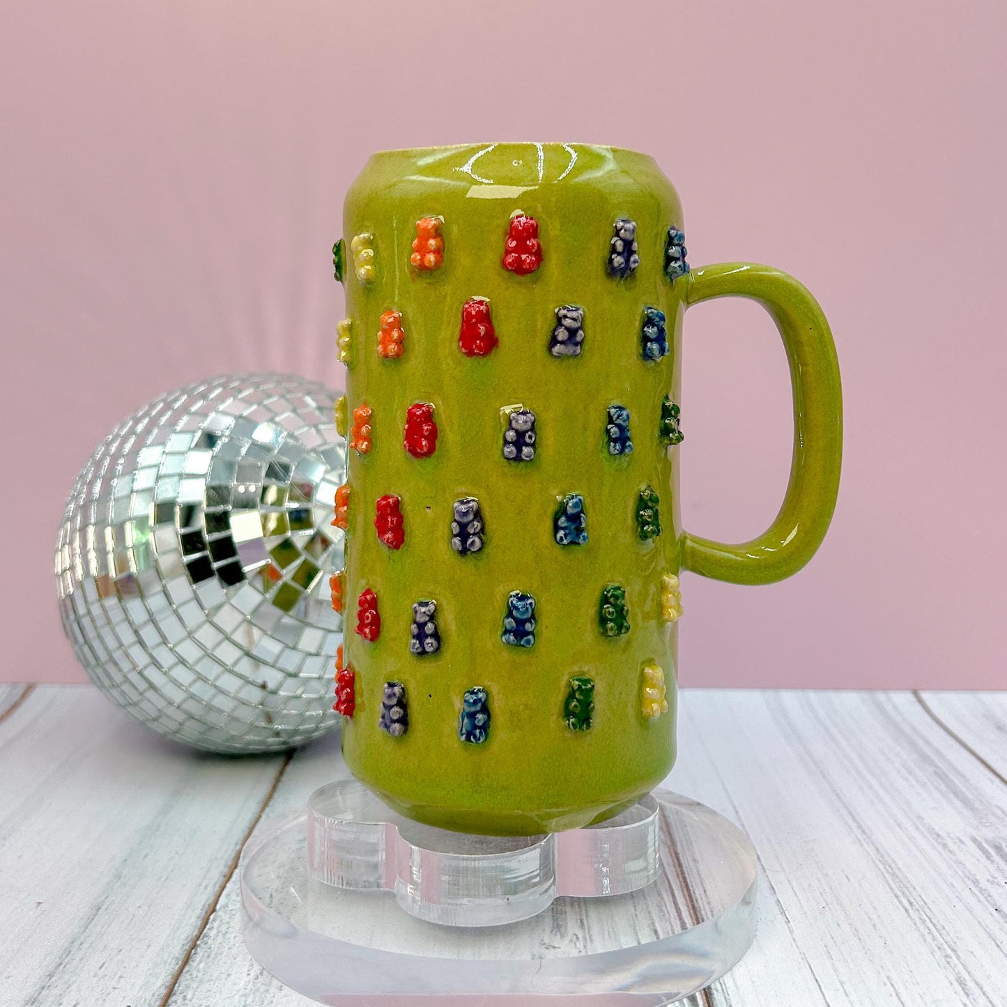 Lime Green Gummy Bear Tumbler Ceramic Mug, Ceramic Coffee Mug Handmade, Gummy Bear Lovers, Gummy Bear Mug For Mom, Gummy Bear cup, Gift mom