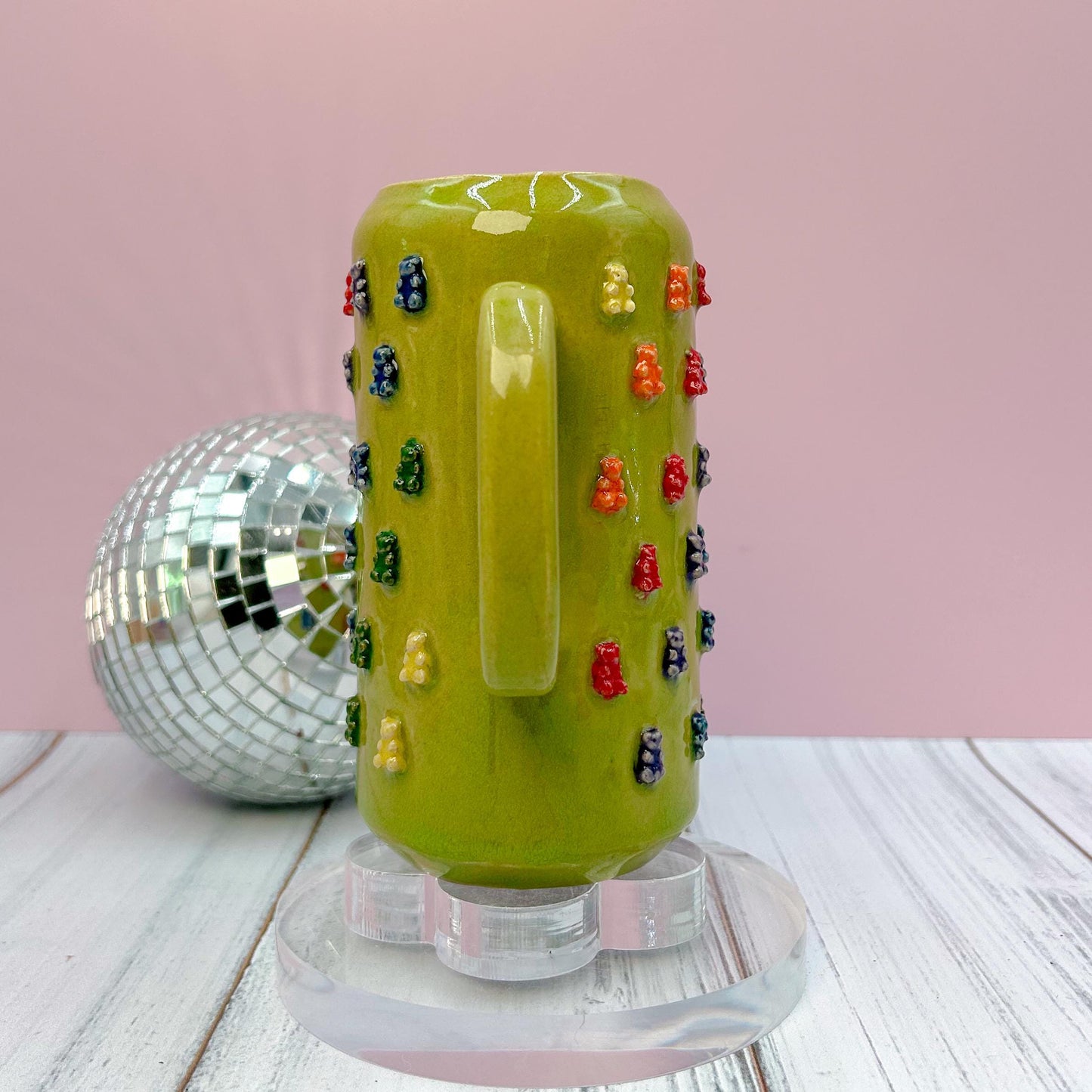 Lime Green Gummy Bear Tumbler Ceramic Mug, Ceramic Coffee Mug Handmade, Gummy Bear Lovers, Gummy Bear Mug For Mom, Gummy Bear cup, Gift mom