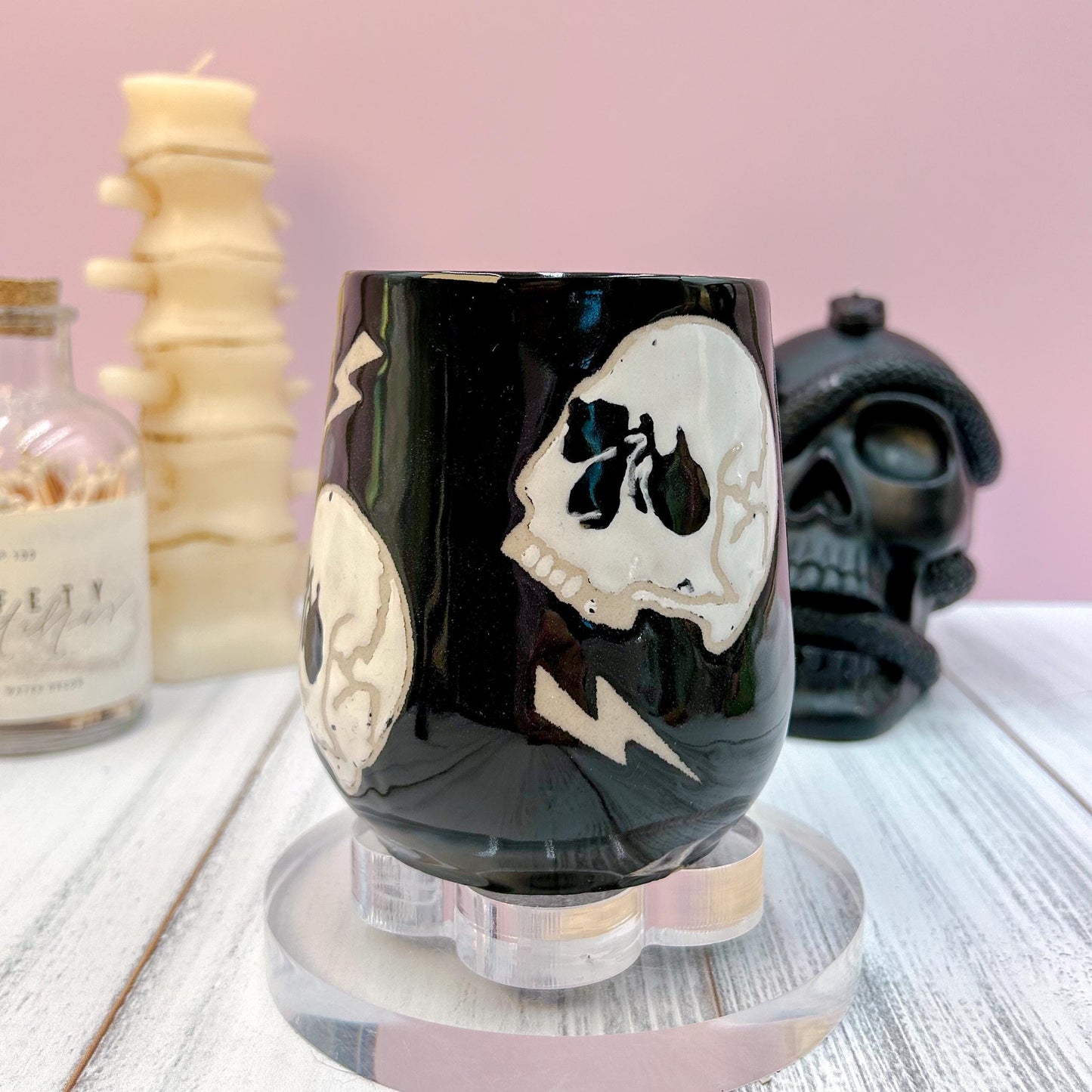 White Skull Ceramic Coffee Mug, Autumn Gift For Her, Retro Fall Mug, Halloween Gift, Spooky Mug Handmade, Cute Autumn Mugs, Skull mug