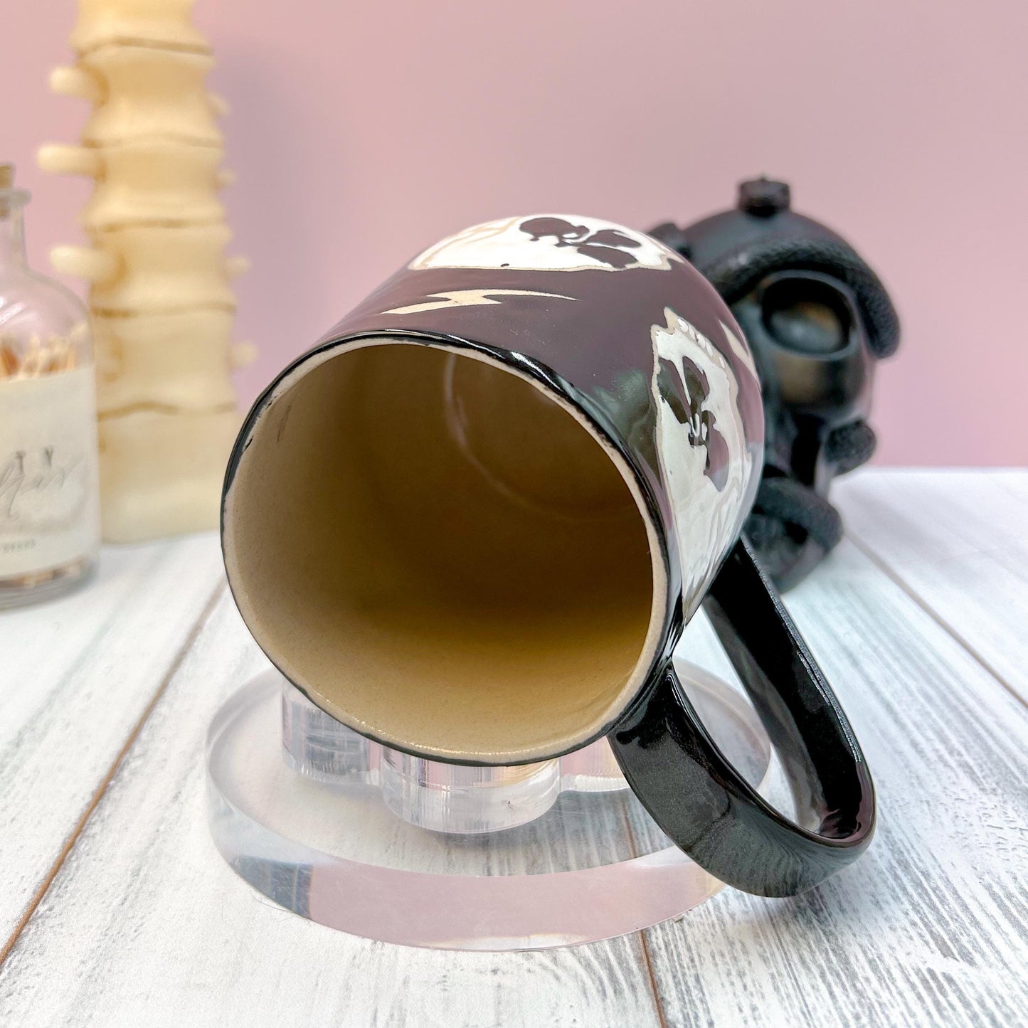 White Skull Ceramic Coffee Mug, Autumn Gift For Her, Retro Fall Mug, Halloween Gift, Spooky Mug Handmade, Cute Autumn Mugs, Skull mug