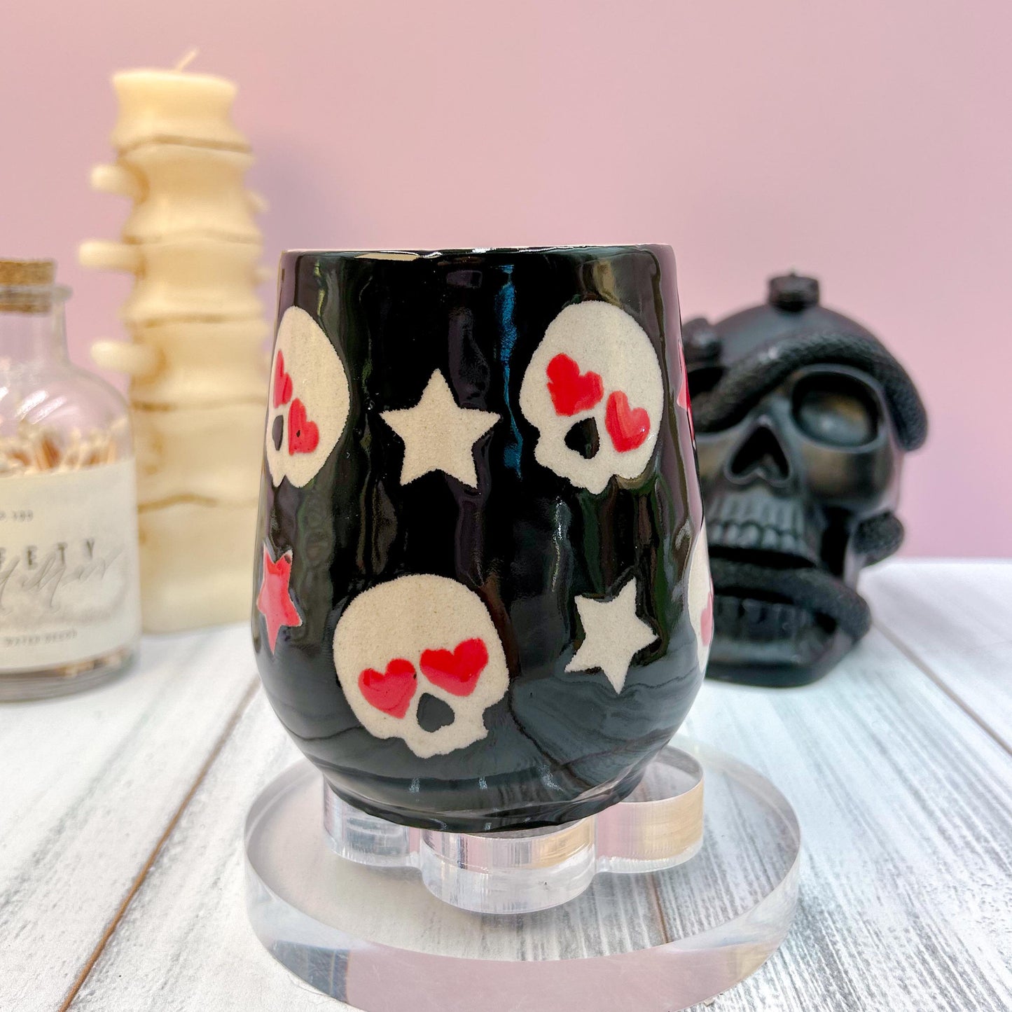 Black nd Red Skull Ceramic Coffee Mug, Autumn Gift For Her, Retro Fall Mug, Halloween Gift, Spooky Mug Handmade, Cute Autumn Mugs, Skull mug