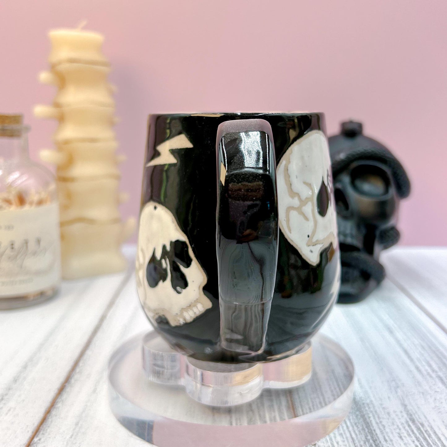 White Skull Ceramic Coffee Mug, Autumn Gift For Her, Retro Fall Mug, Halloween Gift, Spooky Mug Handmade, Cute Autumn Mugs, Skull mug