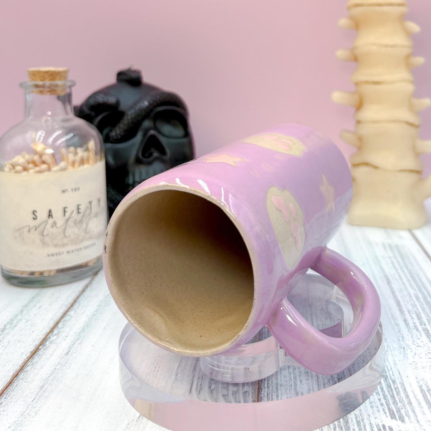 Purple Skull Ceramic Coffee Tumbler Mug, Autumn Gift For Her, Retro Fall Mug, Halloween Gift, Spooky Handmade, Cute Autumn Mugs, Skull mug