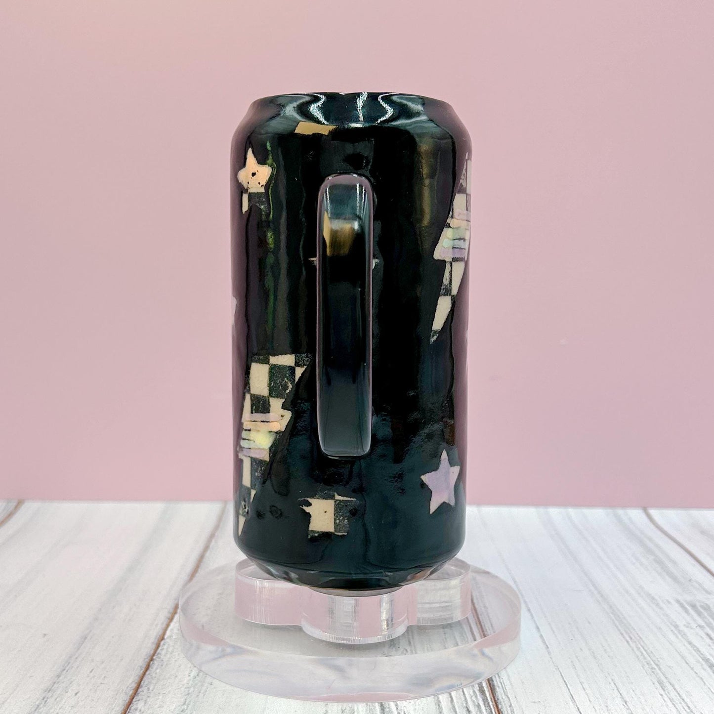 Black Lightning Ceramic Coffee Tumbler Mug, Autumn Gift For Her, Retro Fall Mug, Halloween Gift, Spooky Mug Handmade, Cute Autumn Mug