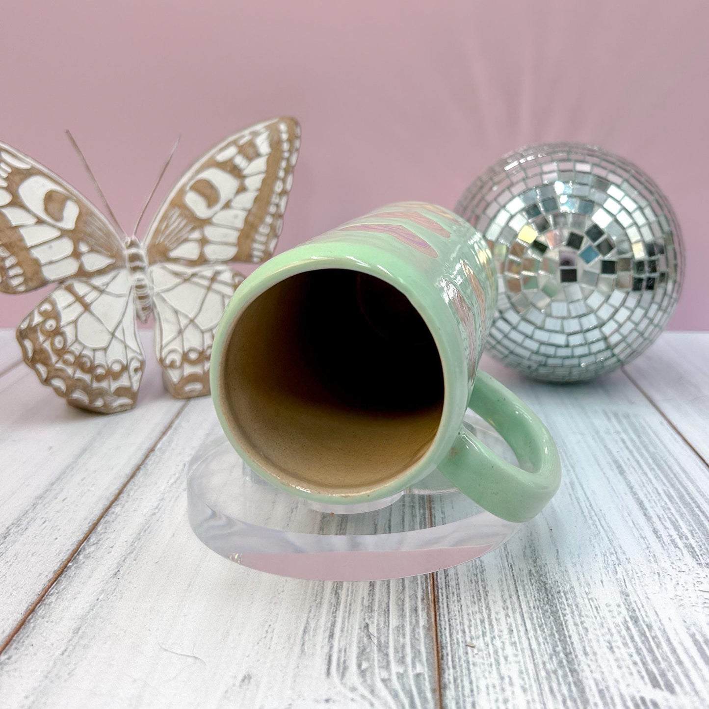 rainbow Heart Ceramic Tumbler Mug, Groovy Gift Women, Heart Gift For Friend, Cute Mug Handmade, Retro Heart Cup, Beer Can Cup, Valentines