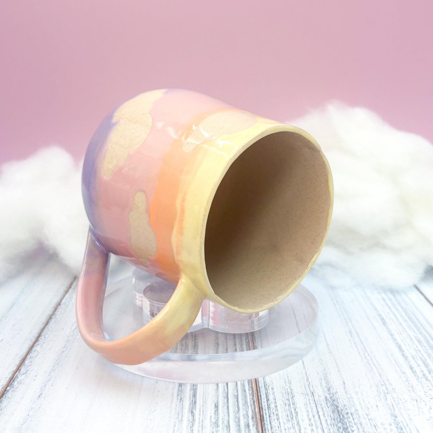 Rainbow Sunset Cloud Ceramic Mug, Rainbow Coffee Mug, Groovy Gift for Women, Rainbow Gift For Friend, Cute Mug Handmade, Retro Handmade Cup