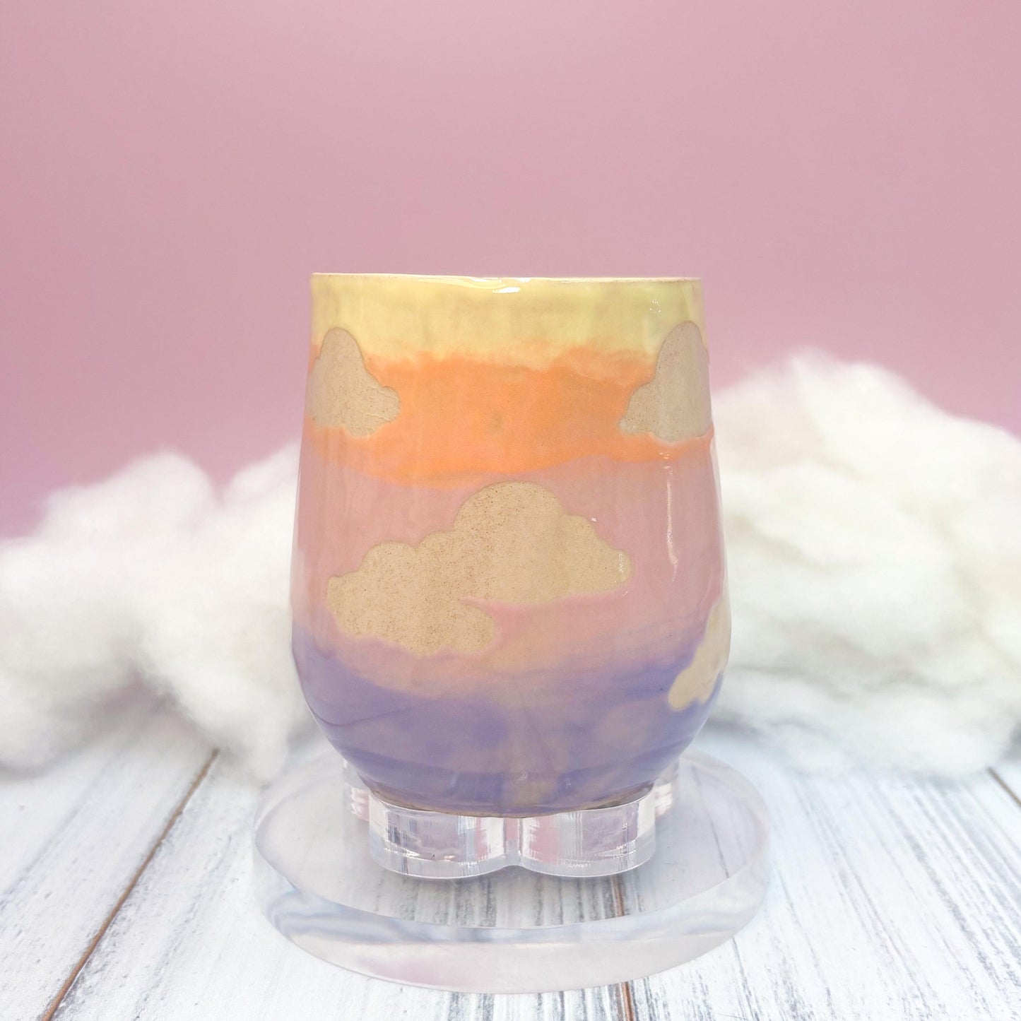 Rainbow Sunset Cloud Ceramic Mug, Rainbow Coffee Mug, Groovy Gift for Women, Rainbow Gift For Friend, Cute Mug Handmade, Retro Handmade Cup