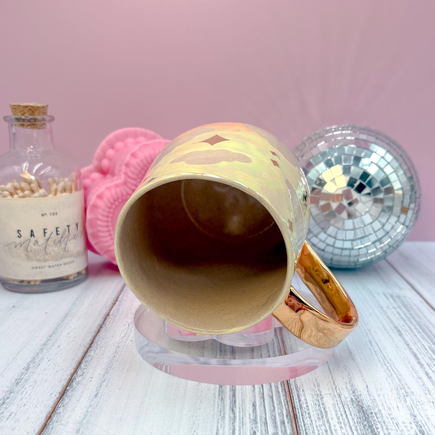 Gold Yellow Sunset Ceramic Mug, Rainbow Coffee Mug, Groovy Gift for Women, Rainbow Gift For Friend, Cute Mug Handmade, Retro Handmade Cup