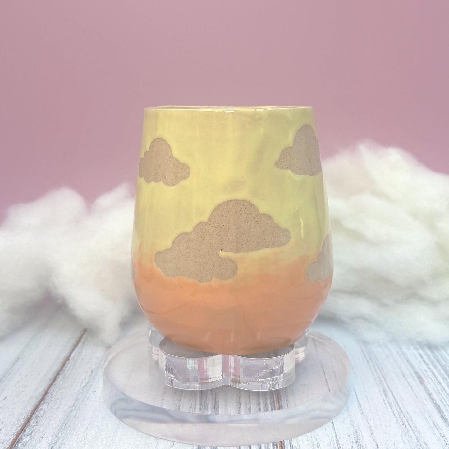 Yellow Sunset Cloud Ceramic Mug, Rainbow Coffee Mug, Groovy Gift for Women, Rainbow Gift For Friend, Cute Mug Handmade, Retro Handmade Cup