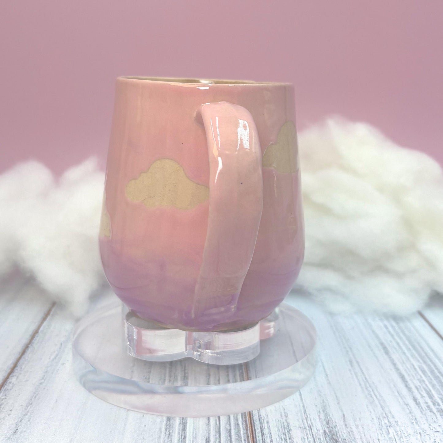 Pink Sunset Cloud Ceramic Mug, Rainbow Coffee Mug, Groovy Gift for Women, Rainbow Gift For Friend, Cute Mug Handmade, Retro Sunset Cup