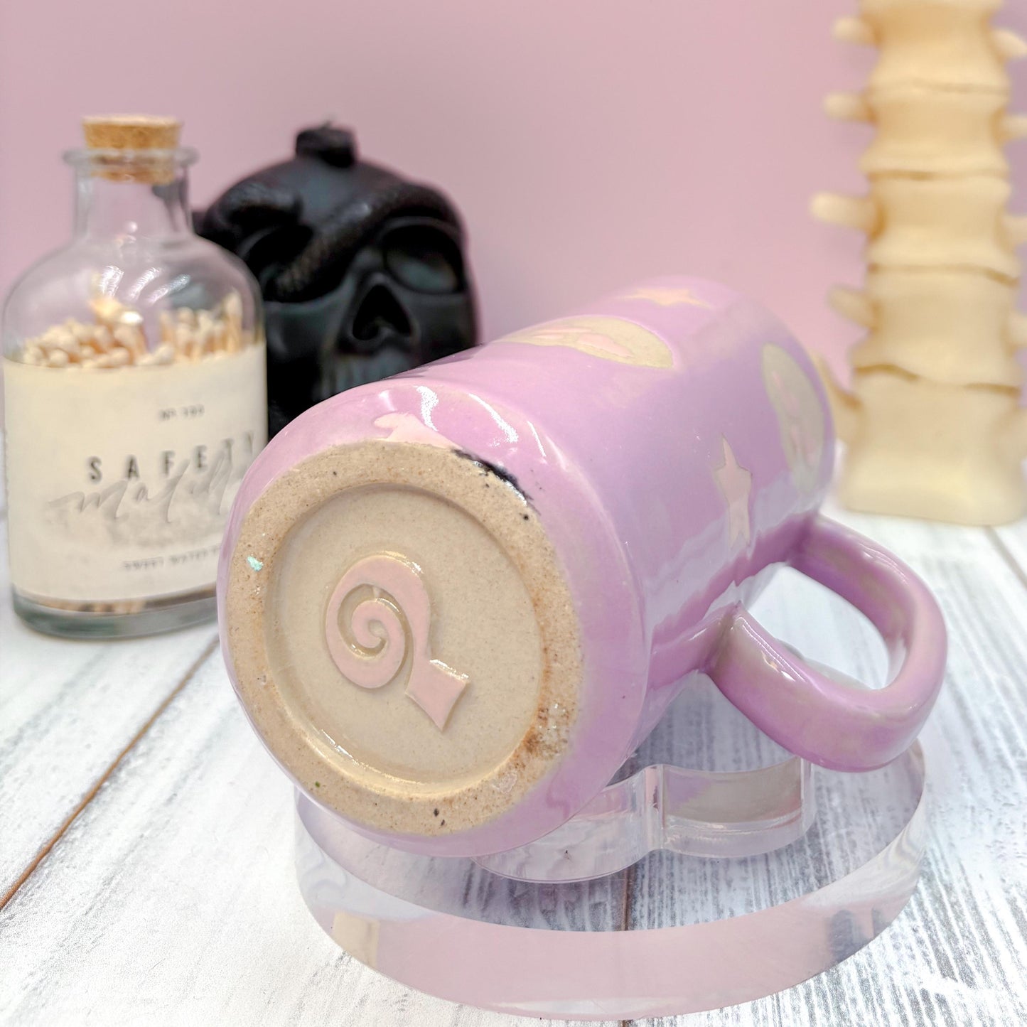 Purple Skull Ceramic Coffee Tumbler Mug, Autumn Gift For Her, Retro Fall Mug, Halloween Gift, Spooky Handmade, Cute Autumn Mugs, Skull mug