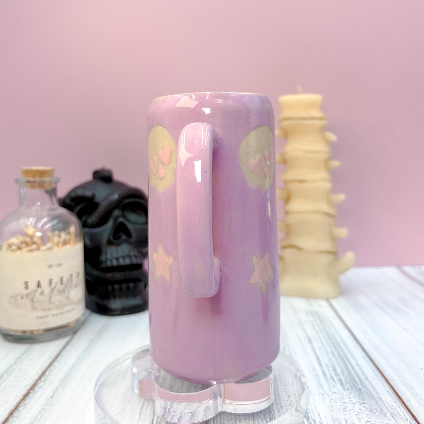 Purple Skull Ceramic Coffee Tumbler Mug, Autumn Gift For Her, Retro Fall Mug, Halloween Gift, Spooky Handmade, Cute Autumn Mugs, Skull mug