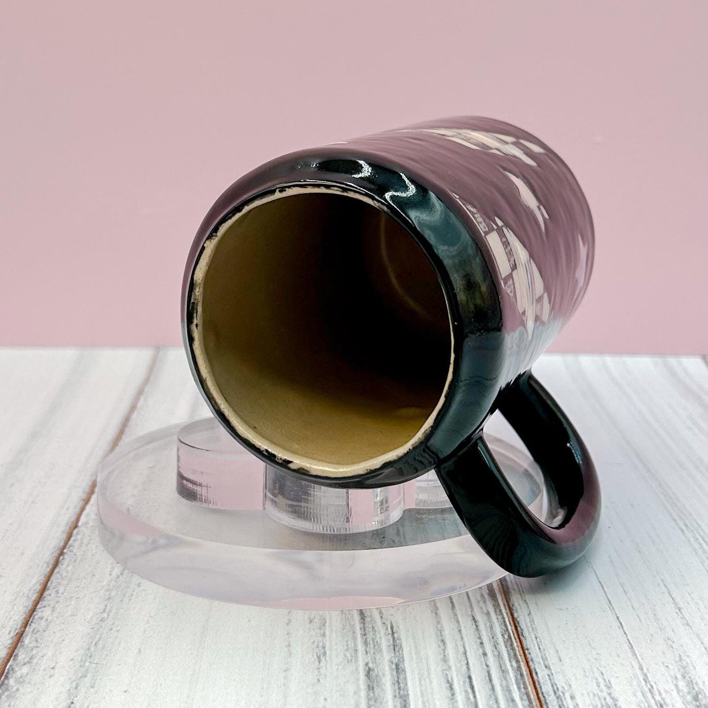 Black Lightning Ceramic Coffee Tumbler Mug, Autumn Gift For Her, Retro Fall Mug, Halloween Gift, Spooky Mug Handmade, Cute Autumn Mug