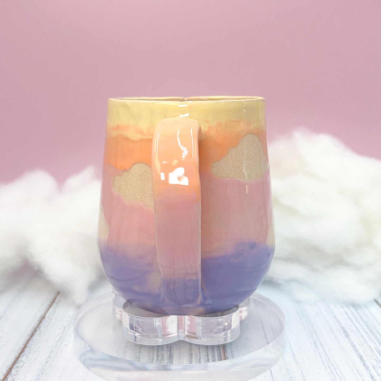 Rainbow Sunset Cloud Ceramic Mug, Rainbow Coffee Mug, Groovy Gift for Women, Rainbow Gift For Friend, Cute Mug Handmade, Retro Handmade Cup