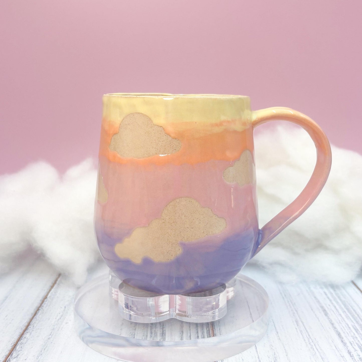 Rainbow Sunset Cloud Ceramic Mug, Rainbow Coffee Mug, Groovy Gift for Women, Rainbow Gift For Friend, Cute Mug Handmade, Retro Handmade Cup