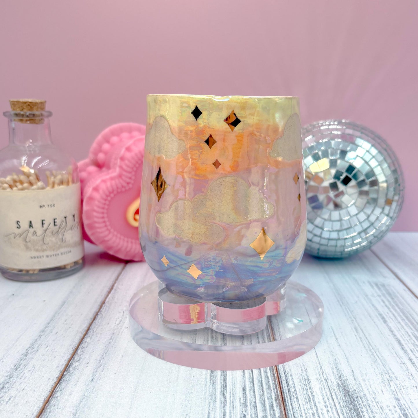 Gold Rainbow Sunset Ceramic Mug, Rainbow Coffee Mug, Groovy Gift for Women, Rainbow Gift For Friend, Cute Mug Handmade, Retro Handmade Cup