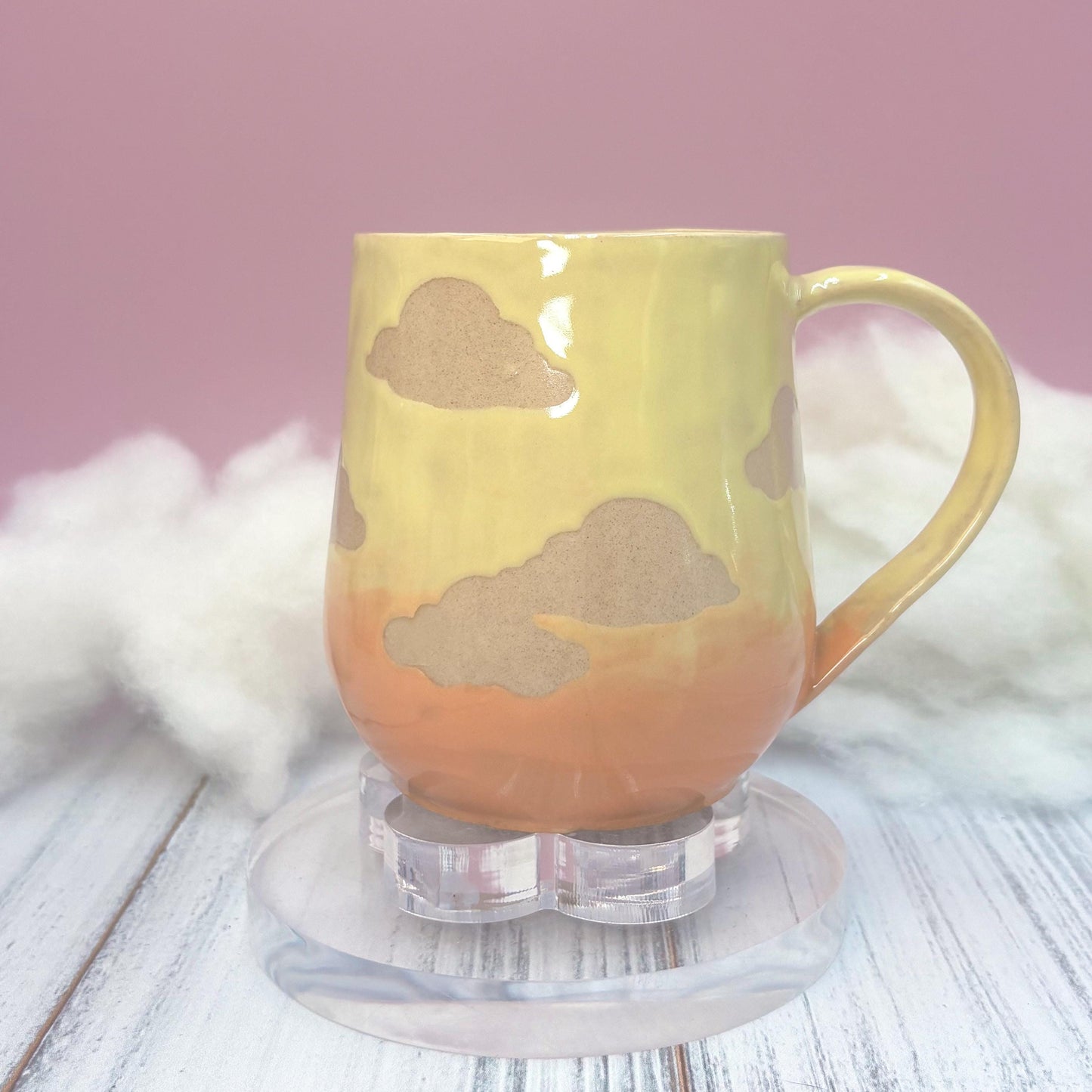 Yellow Sunset Cloud Ceramic Mug, Rainbow Coffee Mug, Groovy Gift for Women, Rainbow Gift For Friend, Cute Mug Handmade, Retro Handmade Cup