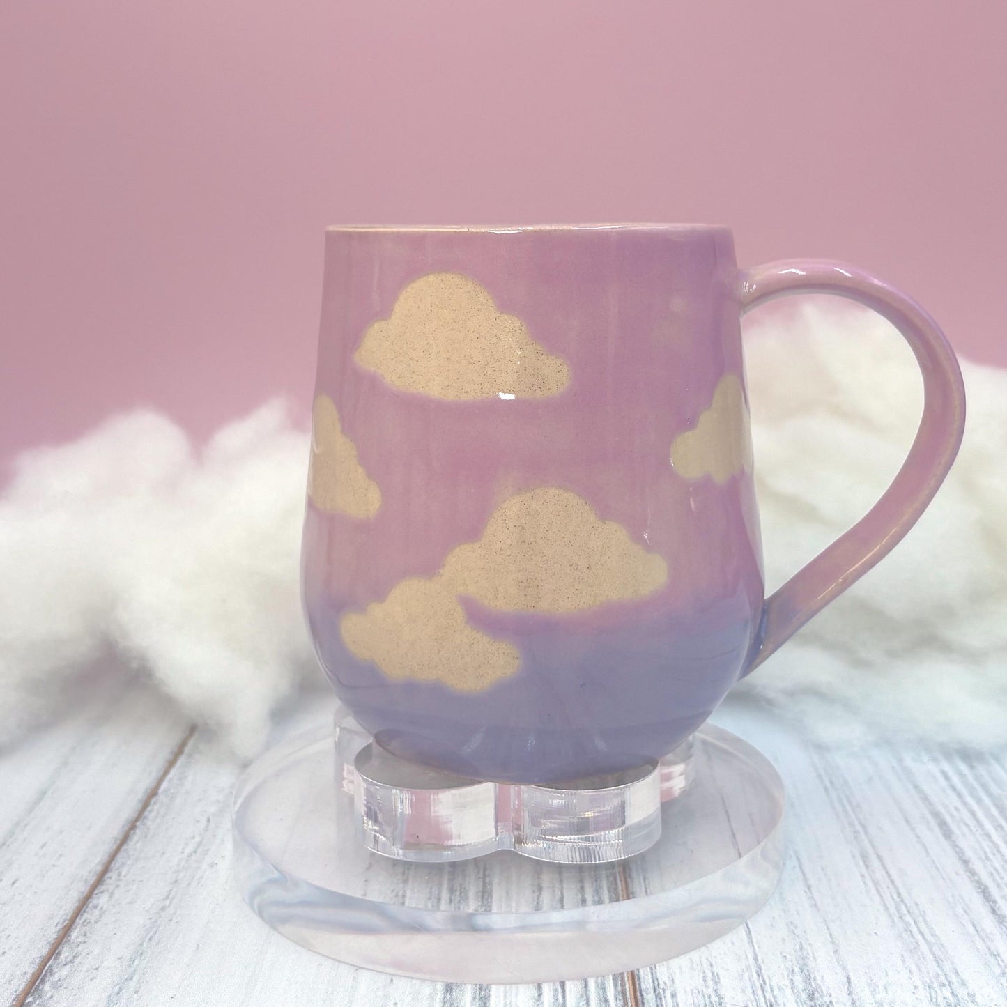 Purple Sunset Cloud Ceramic Mug, Rainbow Coffee Mug, Groovy Gift for Women, Rainbow Gift For Friend, Cute Mug Handmade, Retro Handmade Cup