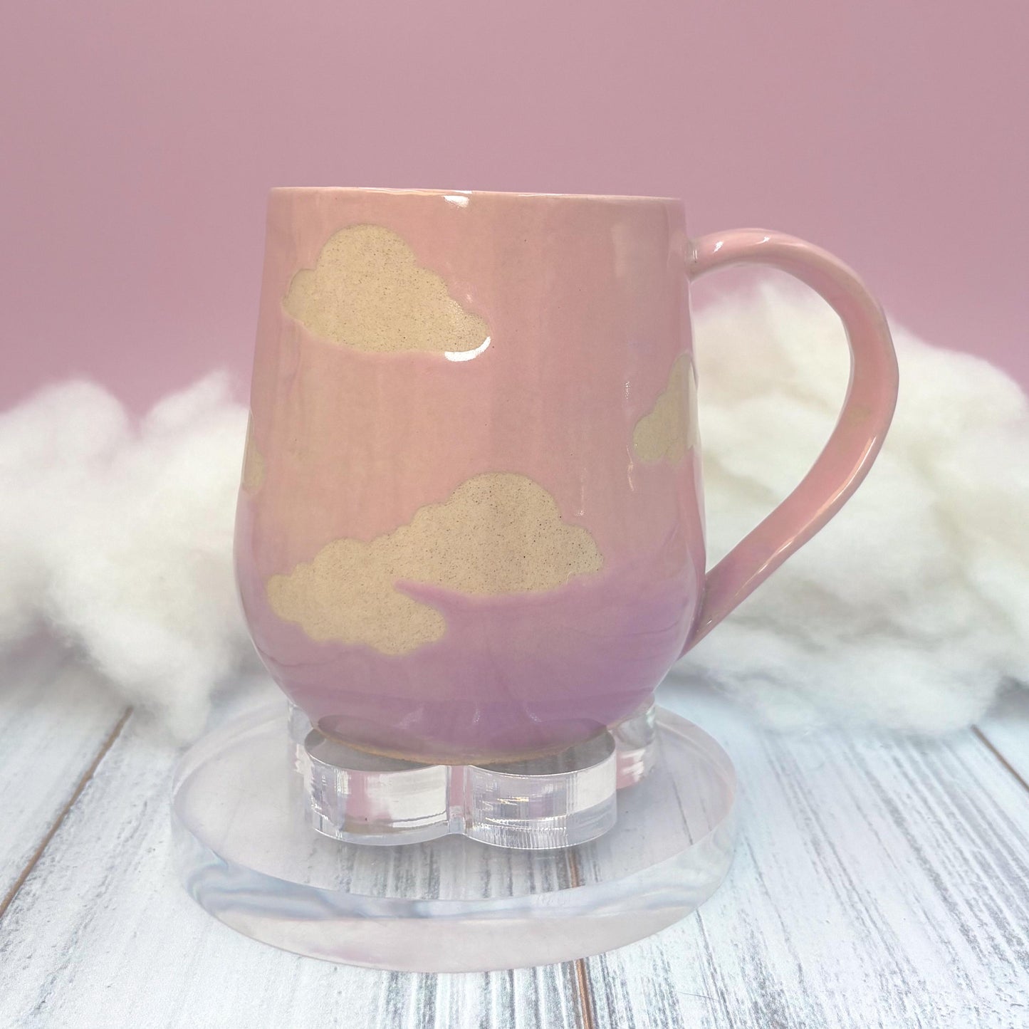 Pink Sunset Cloud Ceramic Mug, Rainbow Coffee Mug, Groovy Gift for Women, Rainbow Gift For Friend, Cute Mug Handmade, Retro Sunset Cup