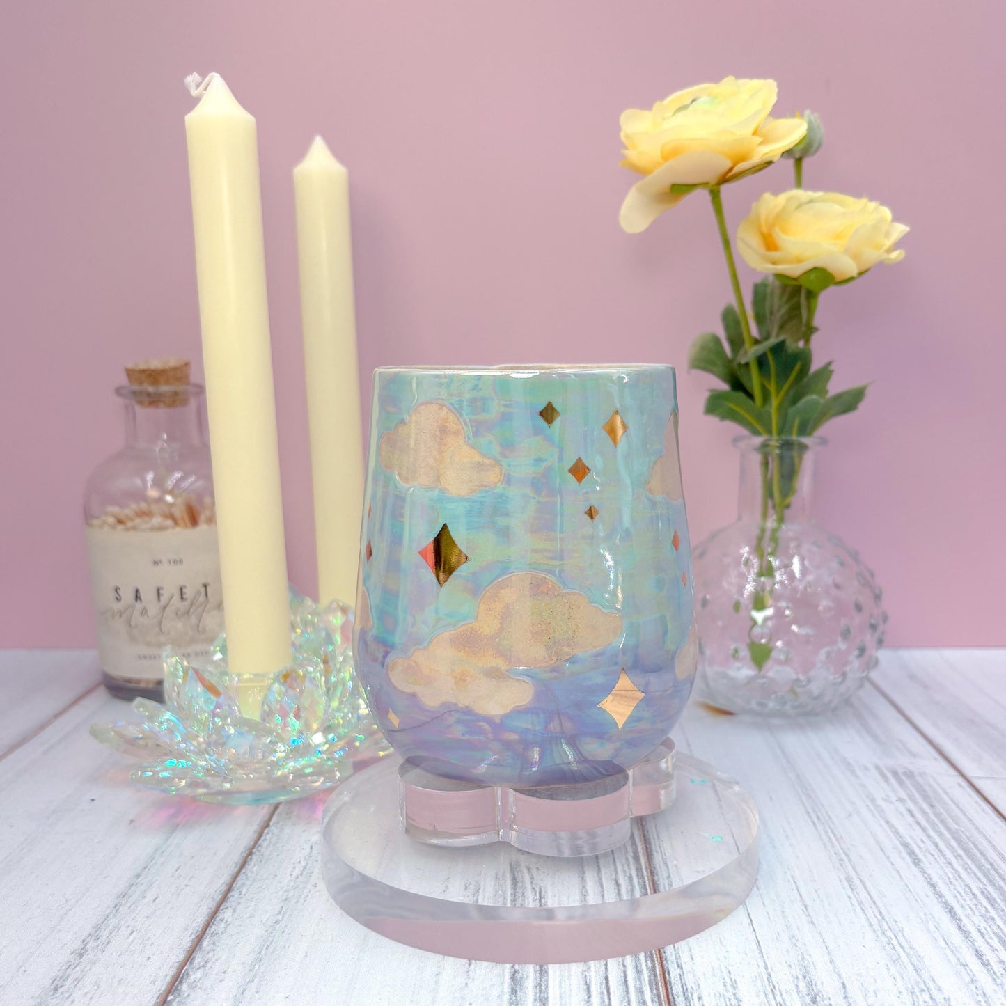 Gold Blue Purple Sunset Ceramic Mug, Rainbow Coffee Mug, Groovy Gift for Women, Rainbow Gift For Friend, Cute Mug Handmade, Retro Handmade