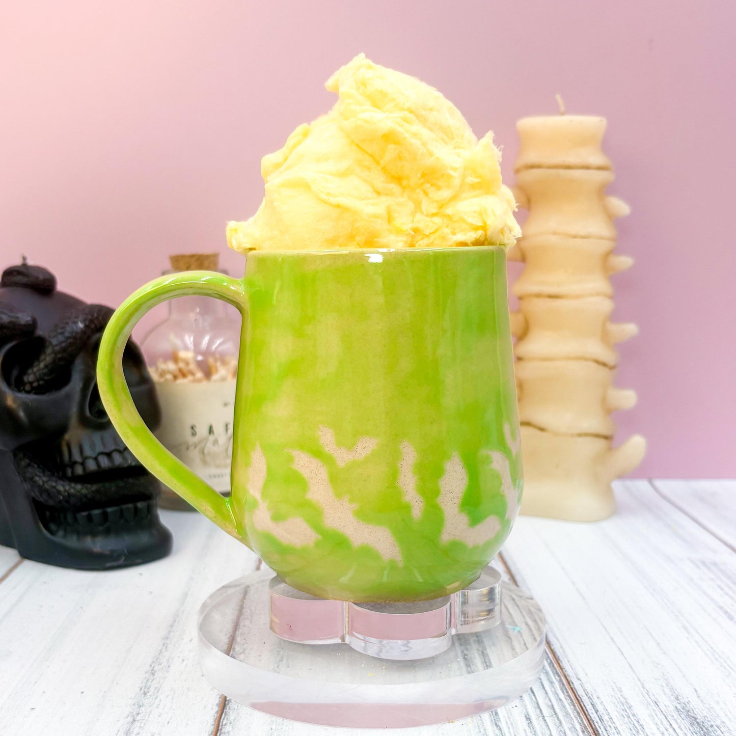 Green Bat Ceramic Mug, Autumn Gift For Her, Retro Fall Mug, Halloween Gift, Spooky Mug Handmade, Cute Autumn Mugs, Fall Gift Mom