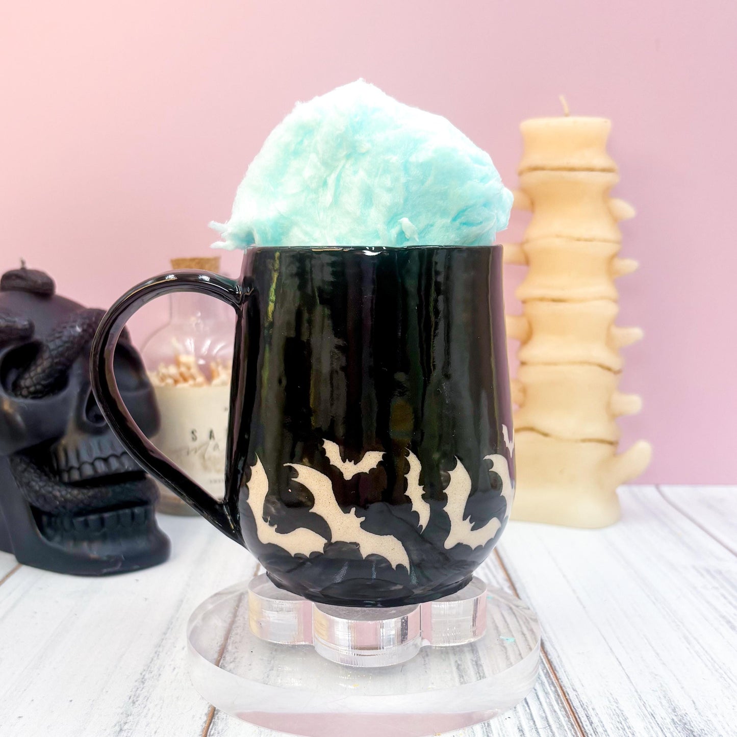 Black Bat Ceramic Mug, Autumn Gift For Her, Retro Fall Mug, Halloween Gift, Spooky Mug Handmade, Cute Autumn Mugs, Fall Gift Mom