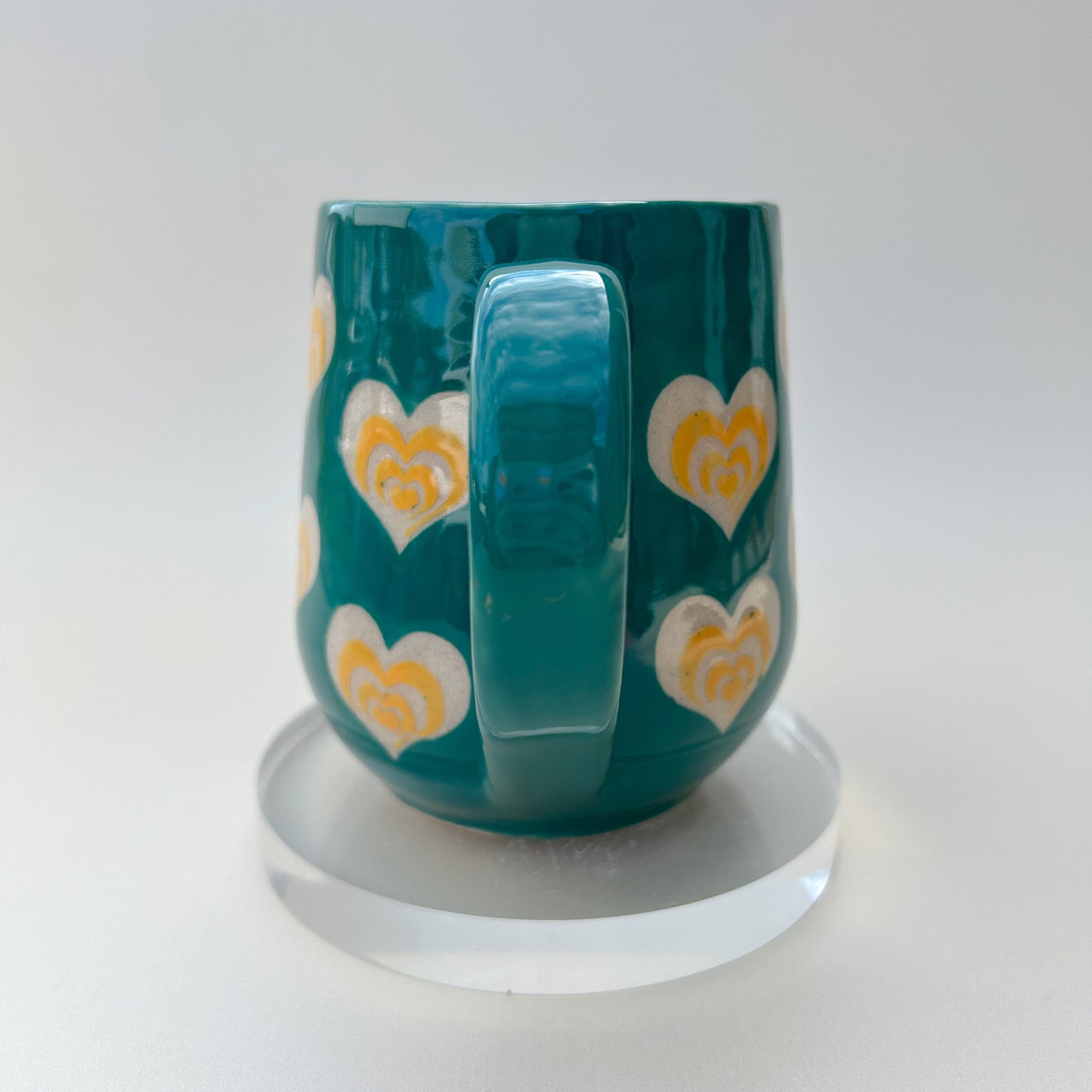 Teal and Orange Heart Mug Pottery, Heart Coffee Mug Ceramic, Groovy Gift Women, Heart Gift For Friend, Cute Mug Handmade, Retro Heart Cup