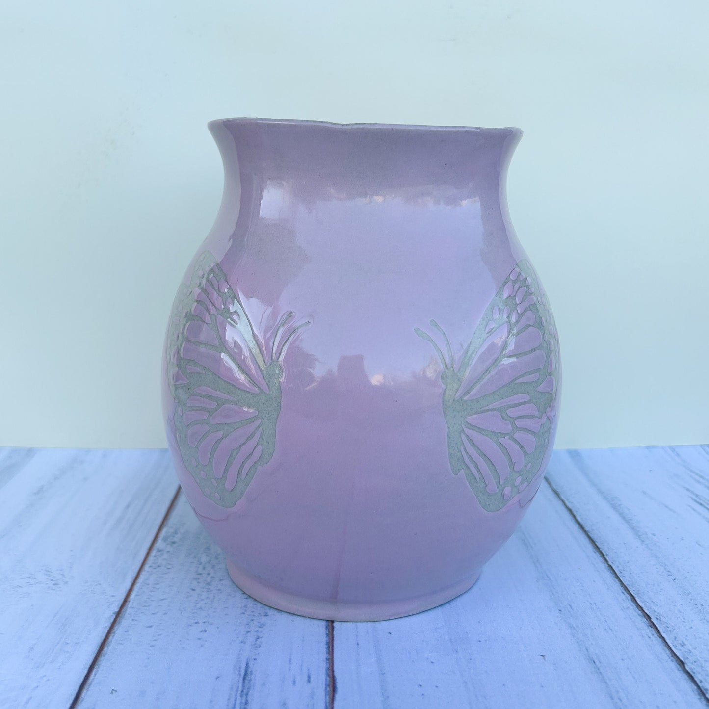 Ceramic Flower Vase, Butterfly Vase, Butterfly Lover Gift, Floral Vases, Gardener Gift Idea, Butterfly Home Decor, Pink Room Aesthetic