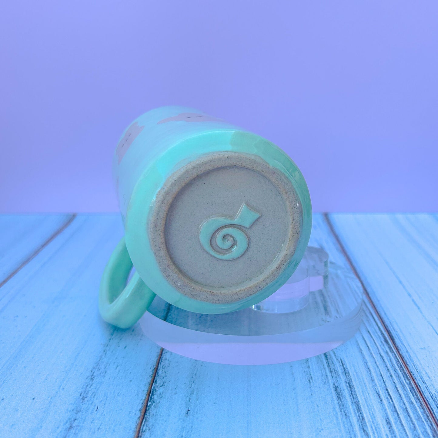 Aqua Bunny Spring Ceramic Tumbler Mug, Spring Gift For Her, Retro Spring Mug, Easter Gift for Her, Cute Bunny Mug Handmade, Cute Easter Mugs