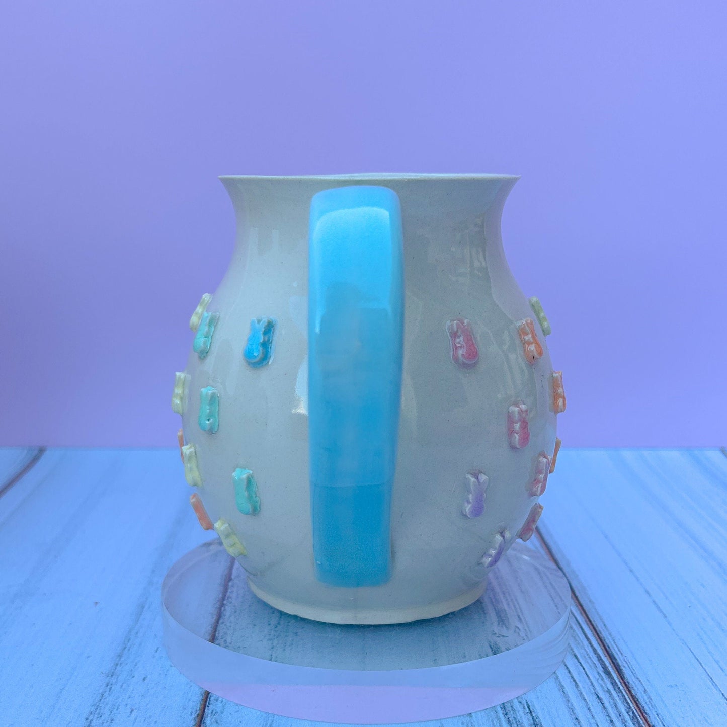 Patel Rainbow Bunny Spring Ceramic Mug, Spring Gift For Her, Retro Spring Mug, Easter Gift for Her, Cute Bunny Mug Handmade, Cute Easter Mug