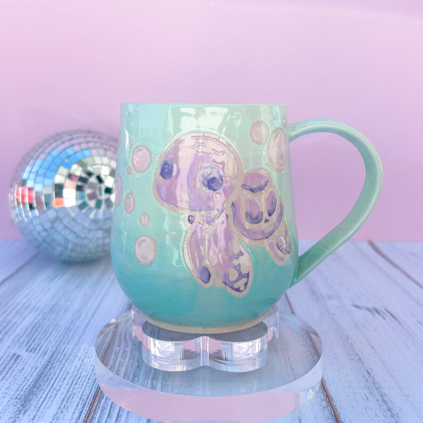 Purple Sea Turtle Ceramic Mug