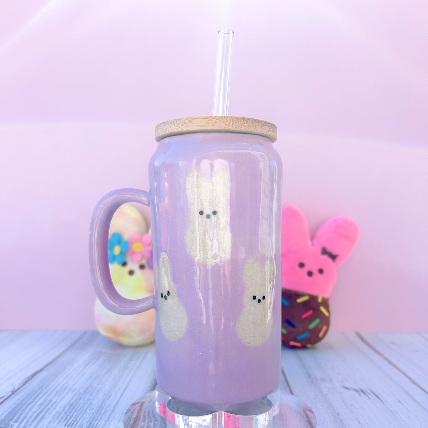 Purple Bunny Spring Ceramic Tumbler Mug