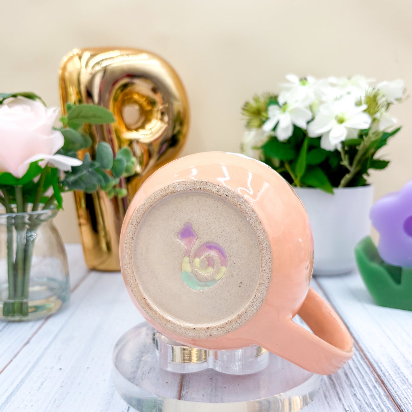 Peach Rainbow 16 Ounce Ceramic Mug