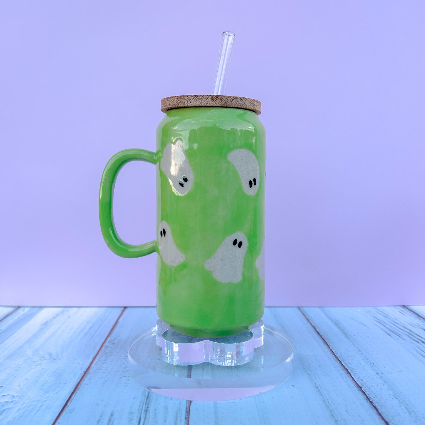 Green Retro Ghost Tumbler Ceramic Mug