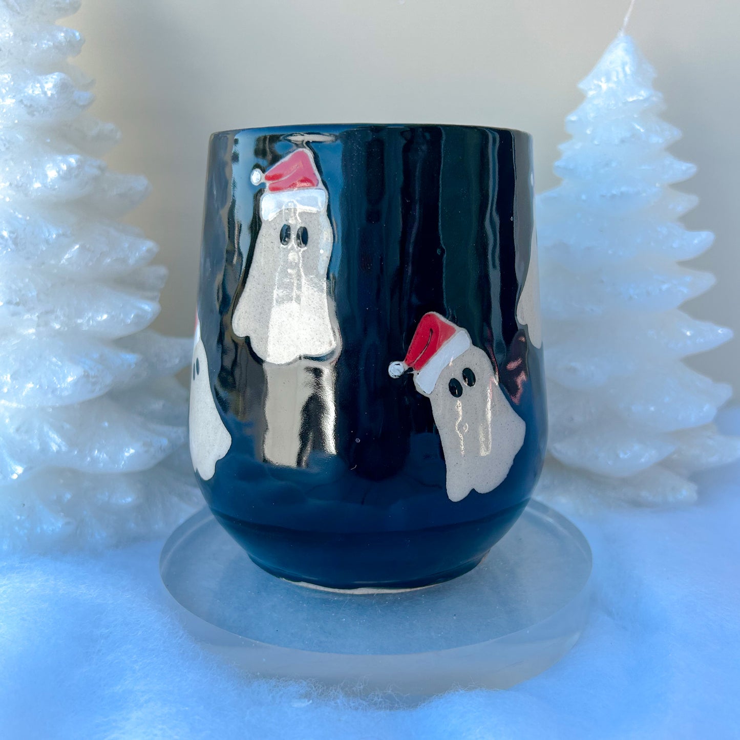 Black Santa Hat Ghost Mug