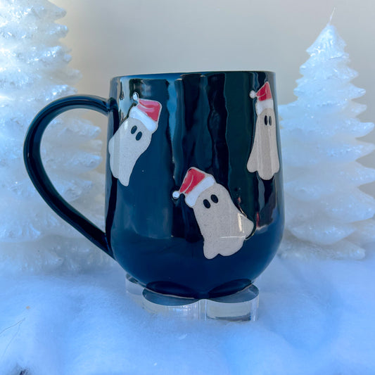 Black Santa Hat Ghost Mug