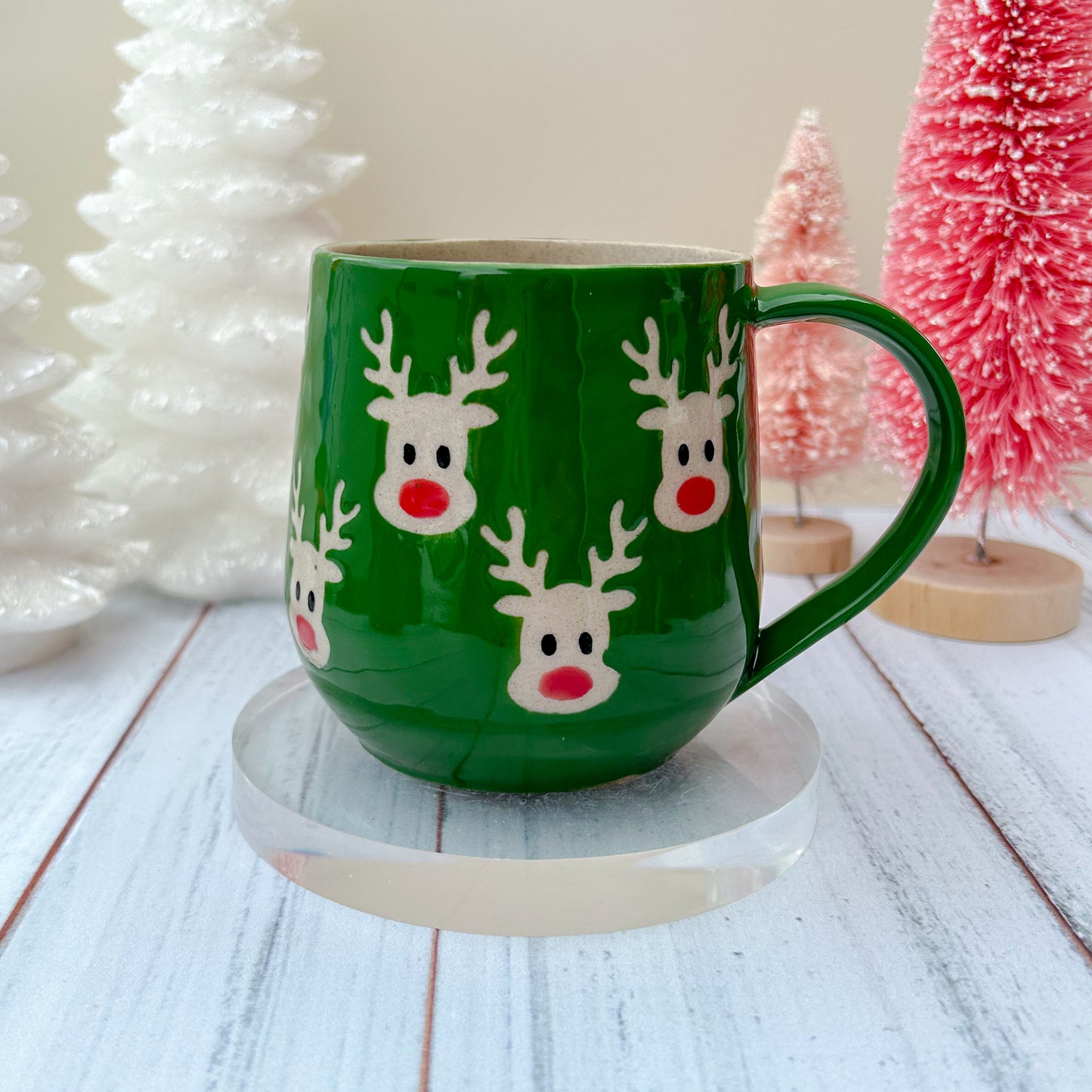 Green Reindeer 12 Ounce Mug