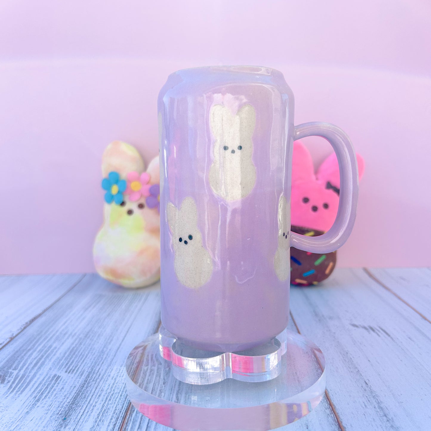 Purple Bunny Spring Ceramic Tumbler Mug