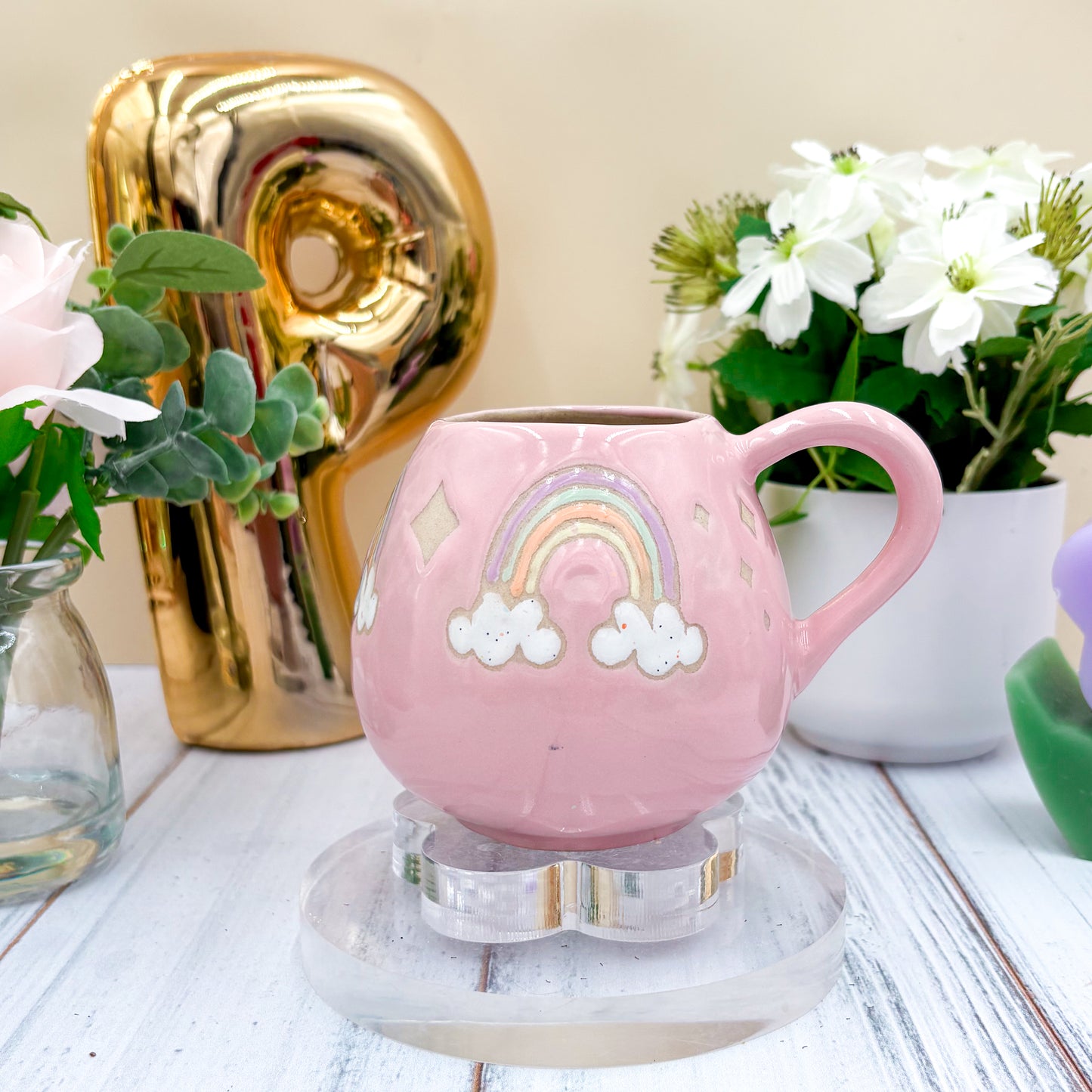 Pink Rainbow 12 oz Ceramic Mug