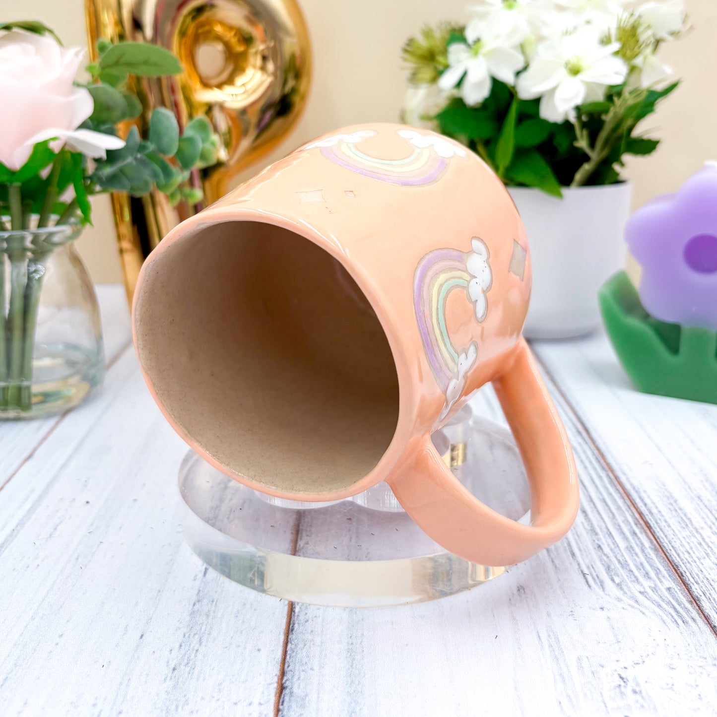Peach Rainbow 16 Ounce Ceramic Mug