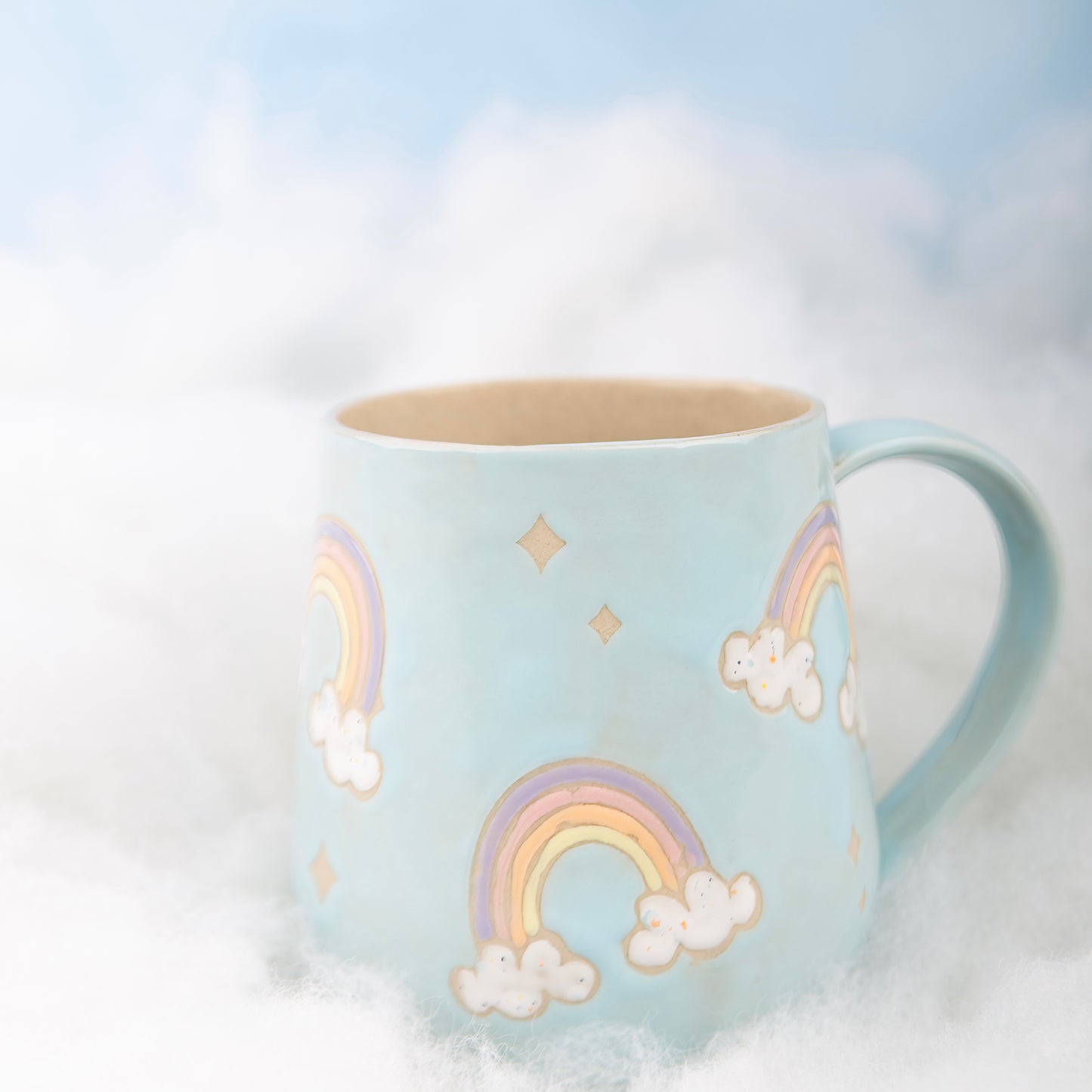 Light Blue Rainbow 16 Ounce Ceramic Mug