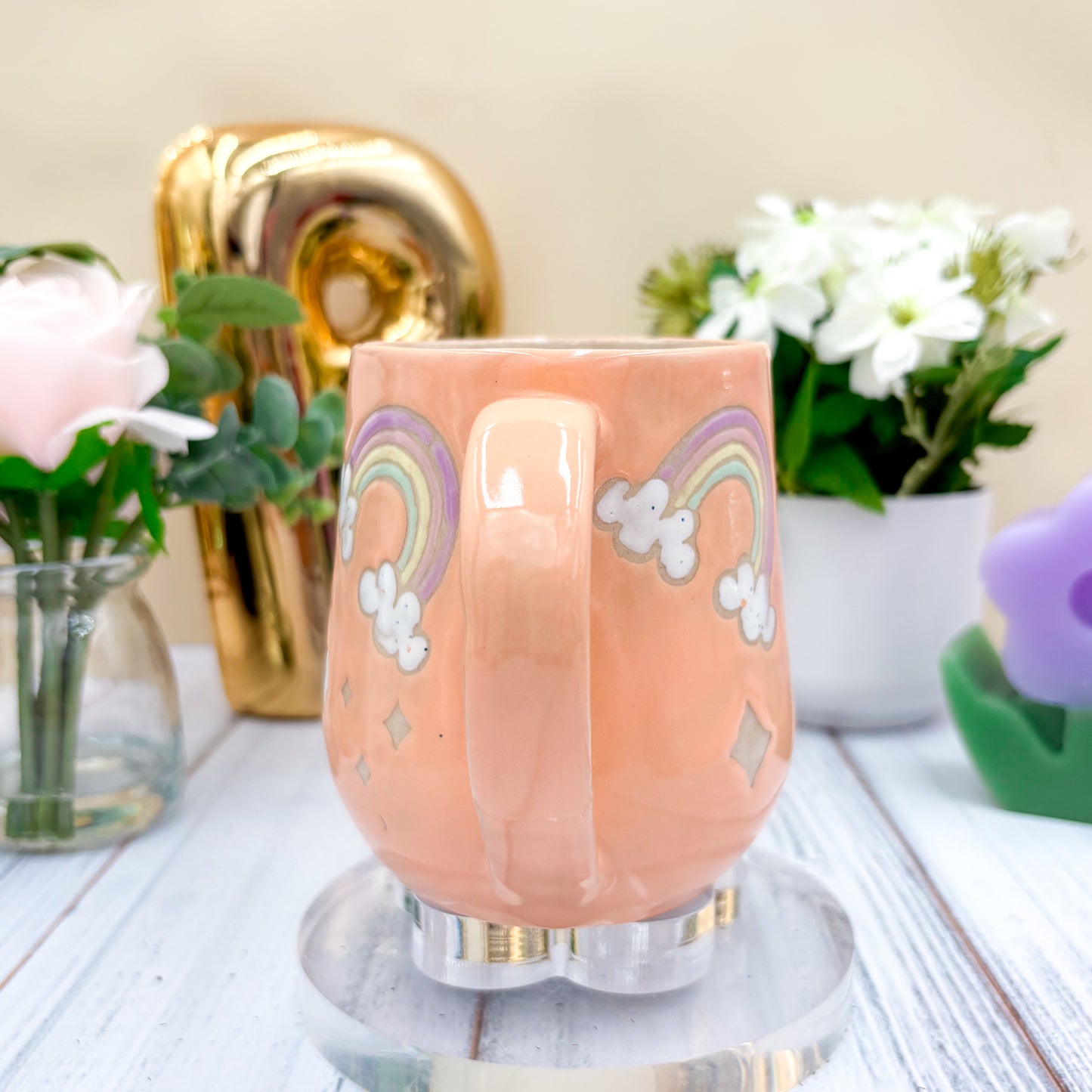 Peach Rainbow 16 Ounce Ceramic Mug